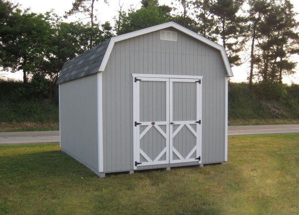 Little Cottage Co. 8x16 Value Gambrel Barn Wood Shed Kit w/ 6' Sidewall (8x16 VGB-4-WPC) This wood shed is a perfect addition to your backyard.