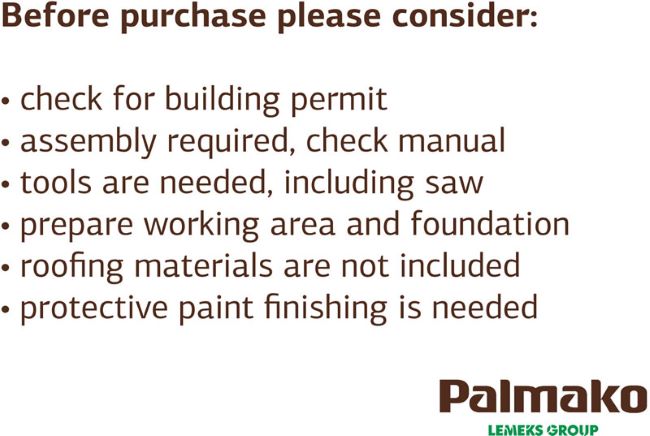 Palmako Dan 9x12 Wood Shed Kit (EL16-2737) Checklist 