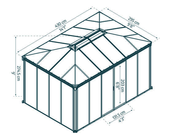 Palram - Canopia 10x14 Ledro Enclosed Gazebo Kit - Measurements