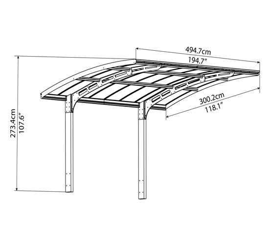 Palram Arizona Wave 5000 Carport Kit (HG9105) - Dimension