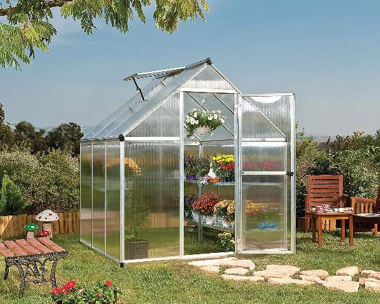 Palram - Canopia 6x6 Mythos Hobby Greenhouse Kit - Silver (HG5006-1B) Gardening comes with many ordeals and one of those is the harsh outside elements. 