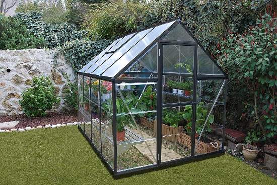 Palram - Canopia 6x8 Mythos Hobby Greenhouse Kit - Gray (HG5008Y) Protecty our plants, vegetables, or flowers in this greenhouse kit. 
