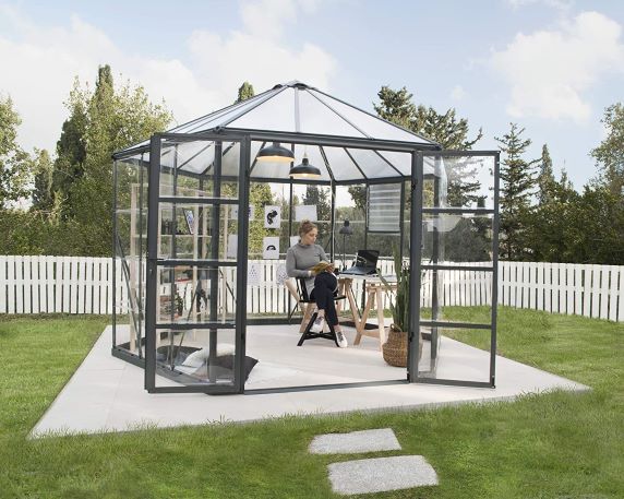 Palram - Canopia Oasis Hex 10x12 Greenhouse Kit - Gray (HG6005) This greenhouse will be a perfect addition to your backyard.