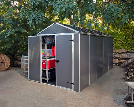 Palram - Canopia Rubicon 6x12 Shed with Floor - Dark Grey (HG9712GY) This shed can help you store and protect your belongings. 