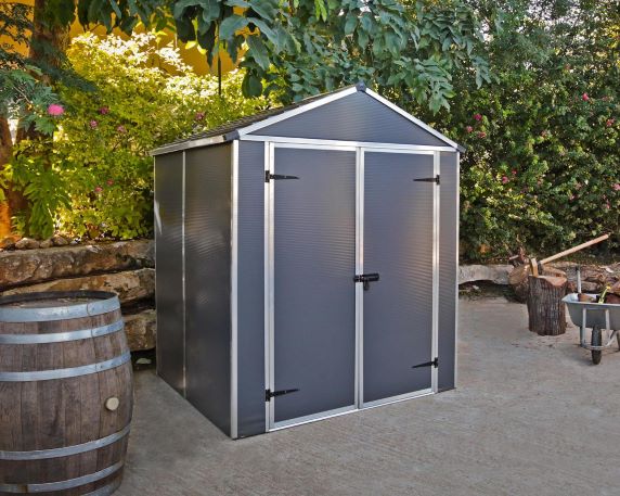 Palram - Canopia Rubicon 6x5 Shed with Floor - Dark Grey (HG9705GY) This shed can help you store and protect your belongings. 