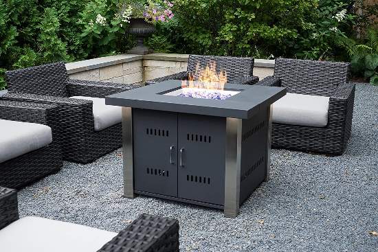  Pleasant Hearth 38" Montreal Stainless Steel Gas Fire Pit Table  - Matte Black (OFG901T) This fire pit gives you the warmth that you need that comes with a table. 