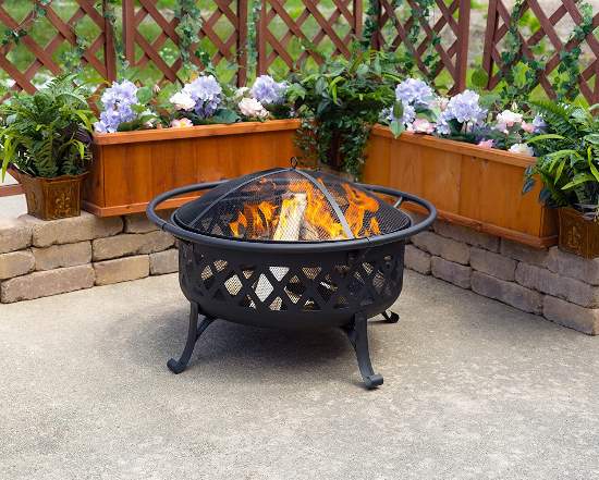 Pleasant Hearth Traverse Fire Pit - Black (OFW888R) This fire pit will definitely add color to your backyard area since it warms you and can make you have some smores or other quick grilling food.