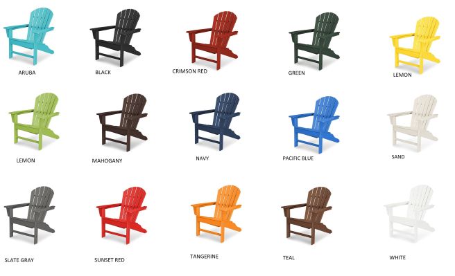 Polywood 4-Pack South Beach Adirondack Chair - Black (SBA15BL) Color Choices 