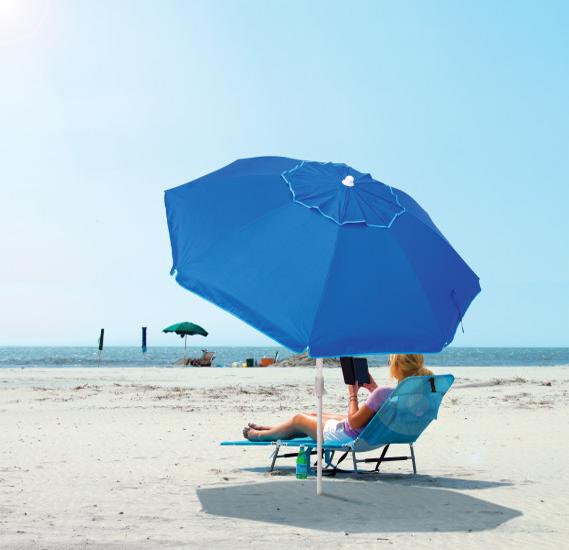 Rio 6.5' Umbrella w/ Integrated Sand Anchor - Pacific Blue (UB76-46-1) This beach umbrella will be very useful for your beach trip.