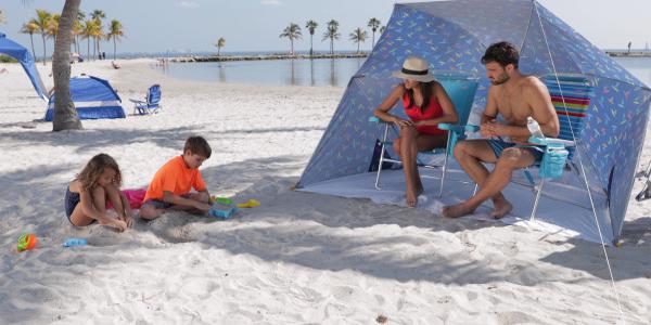 Rio Pop-Up Shelter - Surf Print (BH301-202-1) Your family can definitely enjoy the beach sun while this popup shelter protects you. 