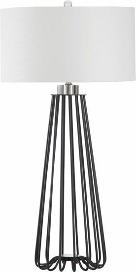 Safavieh Estill 34-inch H Table Lamp-Set of 2-Black/Off-white LIT4271A-SET2-Great see-through design lends a contemporary vibe to any space.