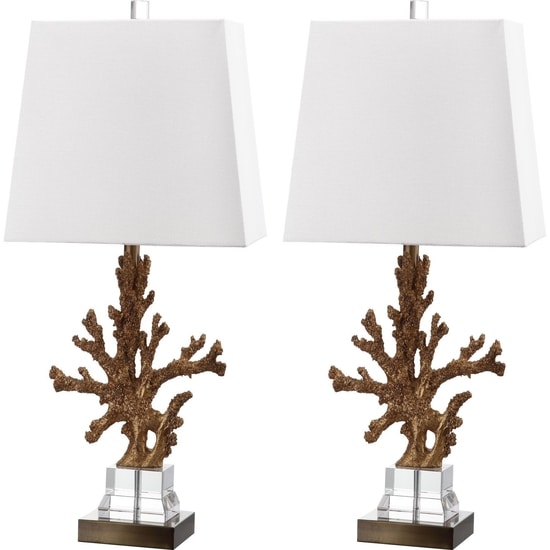 Safavieh Bashi 23.5-inch H Table Lamp - Set of 2 - Gold/Clear & Off-white LIT4259A-SET2-Best table lamp ups the glamour of nature for your home.