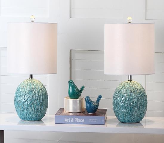 Safavieh Blakely 28-inch H Teal Table Lamp - Set of 2 - Blue/Off-white (LIT4246B-SET2) - Showcases bold statement in your space.