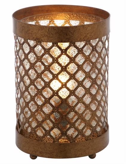 Safavieh Borden  11.5-inch H Hurricane Lamp Set of 2 - Gold/Clear LIT4264A-SET2-Best design to light up your dining room or entry hall table in elegant style.
