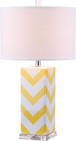 Safavieh Chevron 27-inch H Stripe Table Lamp Set of 2 - Yellow/Off-White (LIT4136G-SET2) - Illuminate your living space in style.