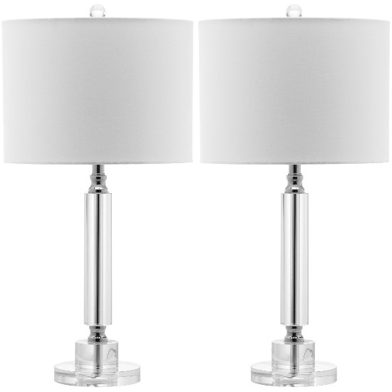 Safavieh Deco 24.5-inch H Column Crystal Lamp Set of 2 - Clear/Off-White (LIT4117A-SET2) Set a mood for reading with this table lamp.
