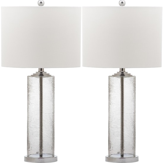 Safavieh Grant 29-inch H Table Lamp-Set of 2-Clear/Off-white (LIT4262A-SET2)-Excellent clear glass that defines the lamp as a contemporary work of art for you home.