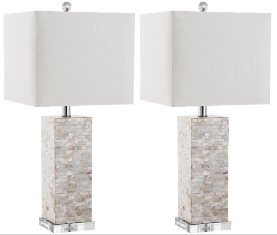 Safavieh Homer 26-inch H Shell Table Lamp Set of 2 -Cream/White (LIT4106A-SET2) - Elegant design perfect for your living space.