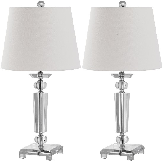  Safavieh Imogene 24-inch H Crystal Table Lamp Set of 2 - Clear/Off-White (LIT4104A-SET2) - Excellent to set a mood for night reading.