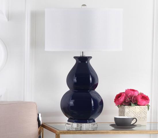 Safavieh Juniper 30-inch H Table Lamp - Navy/Off-White (LIT4245B) -  Striking transitional lamp with elegance, luxury and beauty.