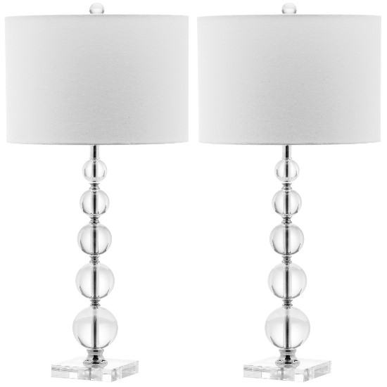 Safavieh Liam 29-inch H Stacked Crystal Ball Lamp - Set of 2 - Clear/Off-white (LIT4112A-SET2) - Illuminate your living space with an elegant lamps.