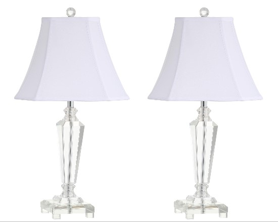 Safavieh Lilly 24.5-inch H Crystal Table Lamp Set of 2 - Clear/White (LIT4103B-SET2) - Set the reading mood using this table lamp.
