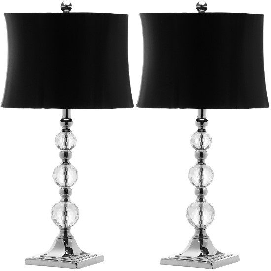 Safavieh Maeve 28-inch H Crystal Ball Lamp Set of 2 - Clear/Black (LIT4114A-SET2) - Table lamp with a romantic looks.