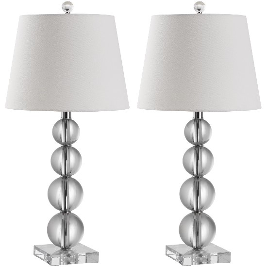 Safavieh Millie 26.5-inch H Crystal Ball Table Lamp - Set of 2 - Clear/Off-white (LIT4102A-SET2) - Perfect to set mood for night reading.