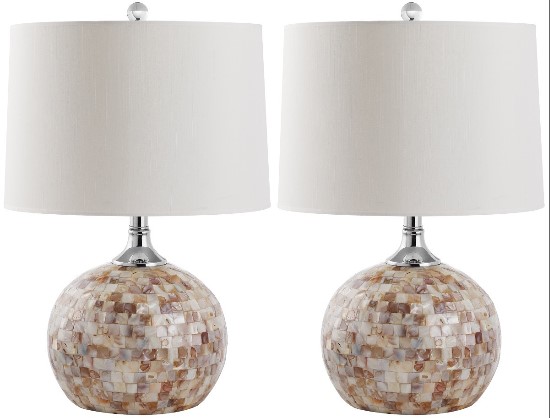 Safavieh Nikki 22.5-inch H Shell Table Lamp - Set of 2 -  Cream/White (LIT4109A-SET2) - Perfect for coastal living.