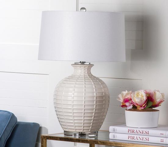 Safavieh Shultz 27-inch H Table Lamp  White/Off-White (LIT4251A) - Elegant lamp for indoor use.