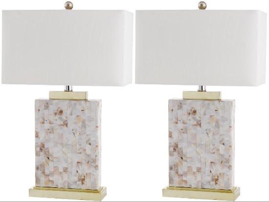 Safavieh Tory 24.5-inch H Shell Table Lamp - Set of 2 - Cream/White (LIT4107A-SET2) - Simple yet elegant design to your living space.
