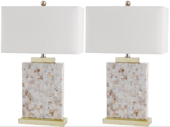 Safavieh Tory 24.5-inch H Shell Table Lamp - Set of 2 - Cream/White (LIT4107A-SET2) - Simple yet elegant design to your living space.