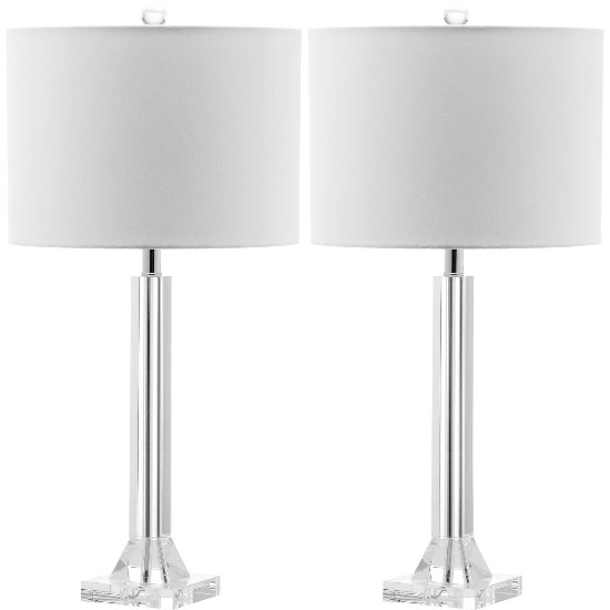 Safavieh Tyrone 27-inch H Crystal Column Lamp Set of 2 - Clear/Off-White (LIT4116A-SET2) - Simple yet elegant table lamp for your living space.