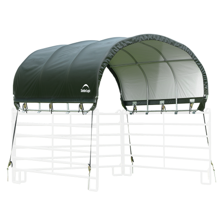 ShelterLogic 10x10 Corral Shelter Powder Coated 1-3/8" Steel Frame, 7.5 oz - Green (51530 )- Great instant weather shelter.