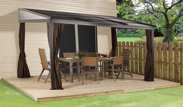 Sojag 10x12 Francfort Wall-Mounted Gazebo Kit - Dark Brown (500-9165241) This gazebo is a perfect place to gather with your family and friends. 