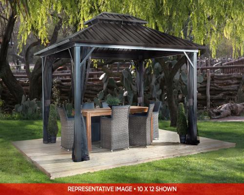 Sojag 12x16 Genova II Double Roof Gazebo Kit - Dark Brown (500-9165074) This double roof gazebo kit is an ideal addition to every outdoor setting. 