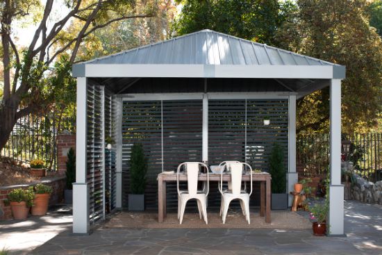 Sojag 12x12 Nanda Gazebo Kit with 2 Louver Walls - Gray (500-9168815) This gazebo will definitely add beauty to your patio, or backyard. 