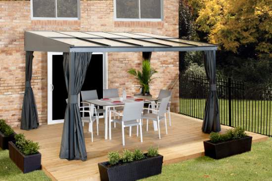 Sojag Pompano 10x12 Aluminum Wall Gazebo Kit - Grey (500-9167559) This gazebo kit will make you enjoy your stay on your outdoor space. 