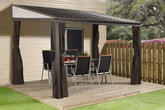 Sojag 8x12 Portland Wall Gazebo Kit - Brown (500-9167702) This gazebo kit was designed to be the perfect extension of one’s home while being protected and sheltered from outdoor elements. 
