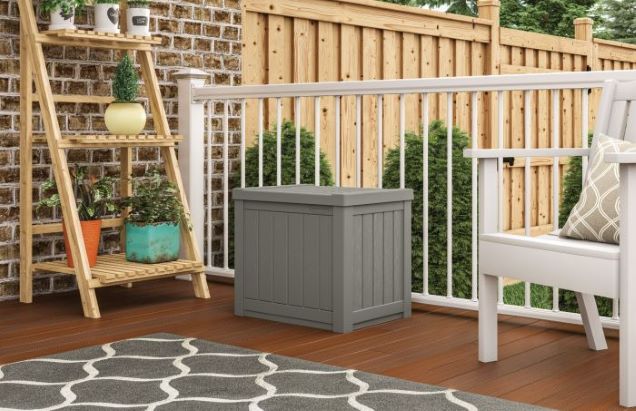 Suncast 22-Gallon Deck Box - Stoney (SS500ST) This deck box is perfect to be put on your patio. 