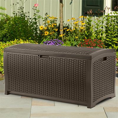 Suncast 73 Gallon Deck Box with Storage Seat - Java (DBW7300) This deckbox is perfect to be put on your patio or backyard. 