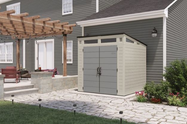 Suncast Modernist 7x7 Storage Shed Kit (BMS7781)  This shed is perfect to be place on your front yard.. 