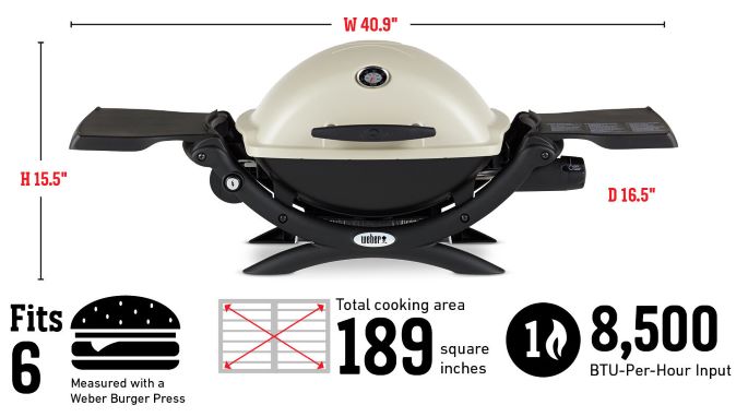 Weber Q1200 Gas Grill - Black (51010001) Weber Grill Q1200 Gas Grill Specifications 