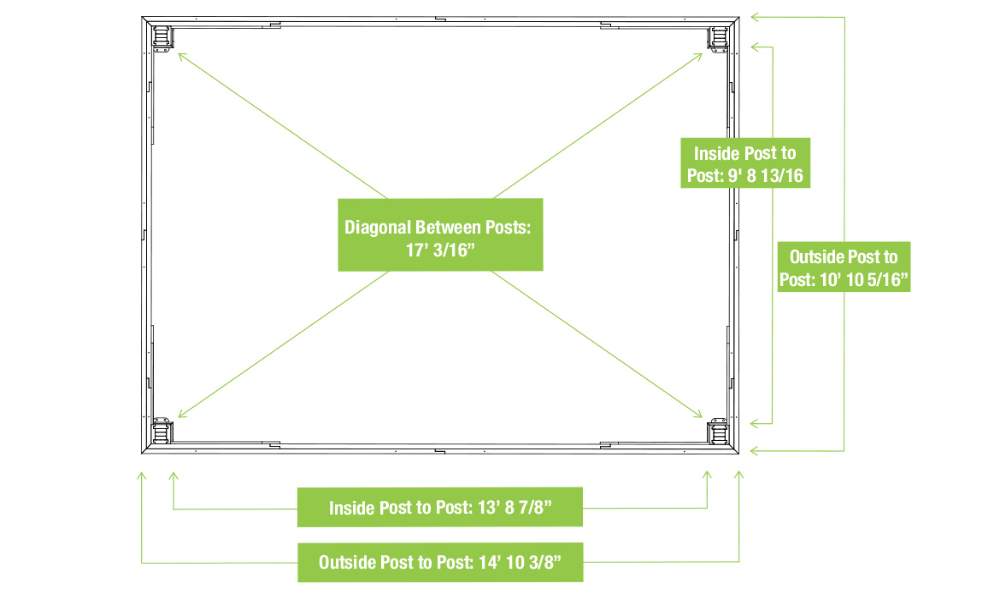 Yardistry 12x16 Meridian Gazebo Kit (YM11916) Roof Dimensions