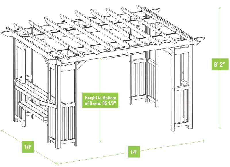 Yardistry 10x14 Madison Pergola Kit (YM11783) Pergola dimensions